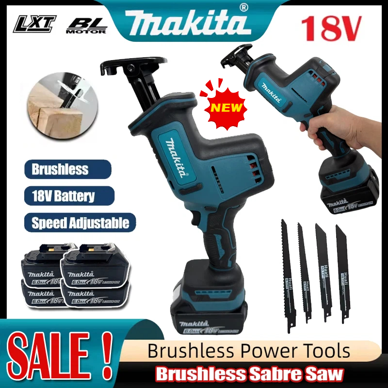 Power Tools Wood - 2026年マキタコードレスブラシレスレシプロソー、速度調整可能、ブラシレス金属・木材用電動ノコギリ、18Vバッテリー対応電動工具