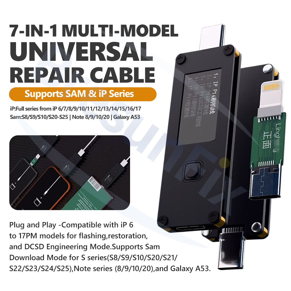 Power Tools Download - 7-in-1 マルチモデルユニバーサル修理ケーブル iPhone 6-17PM SAM Note用