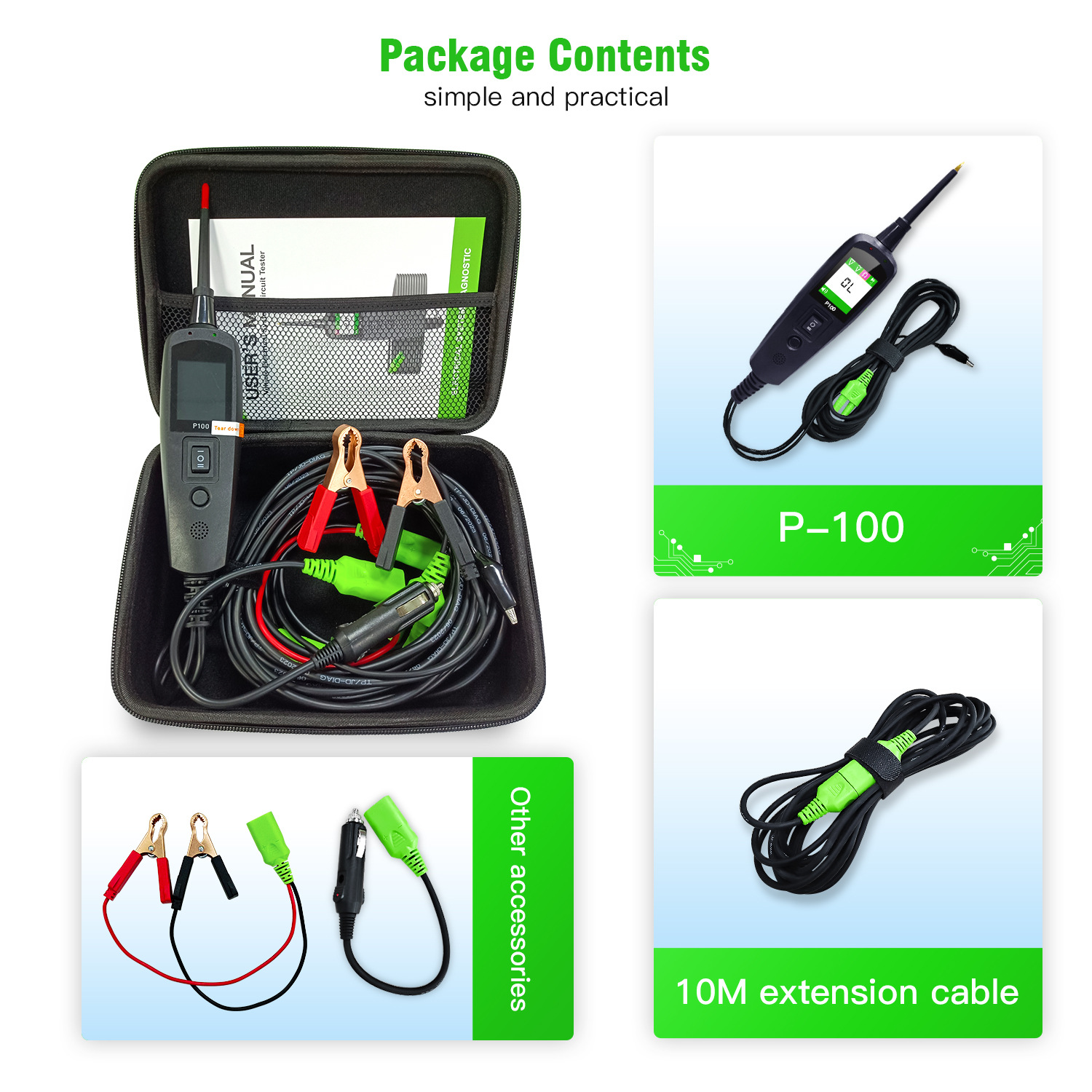TopDiag P100 2M 車用電気回路テスター 自動車 - Power Tools English のレビューと価格