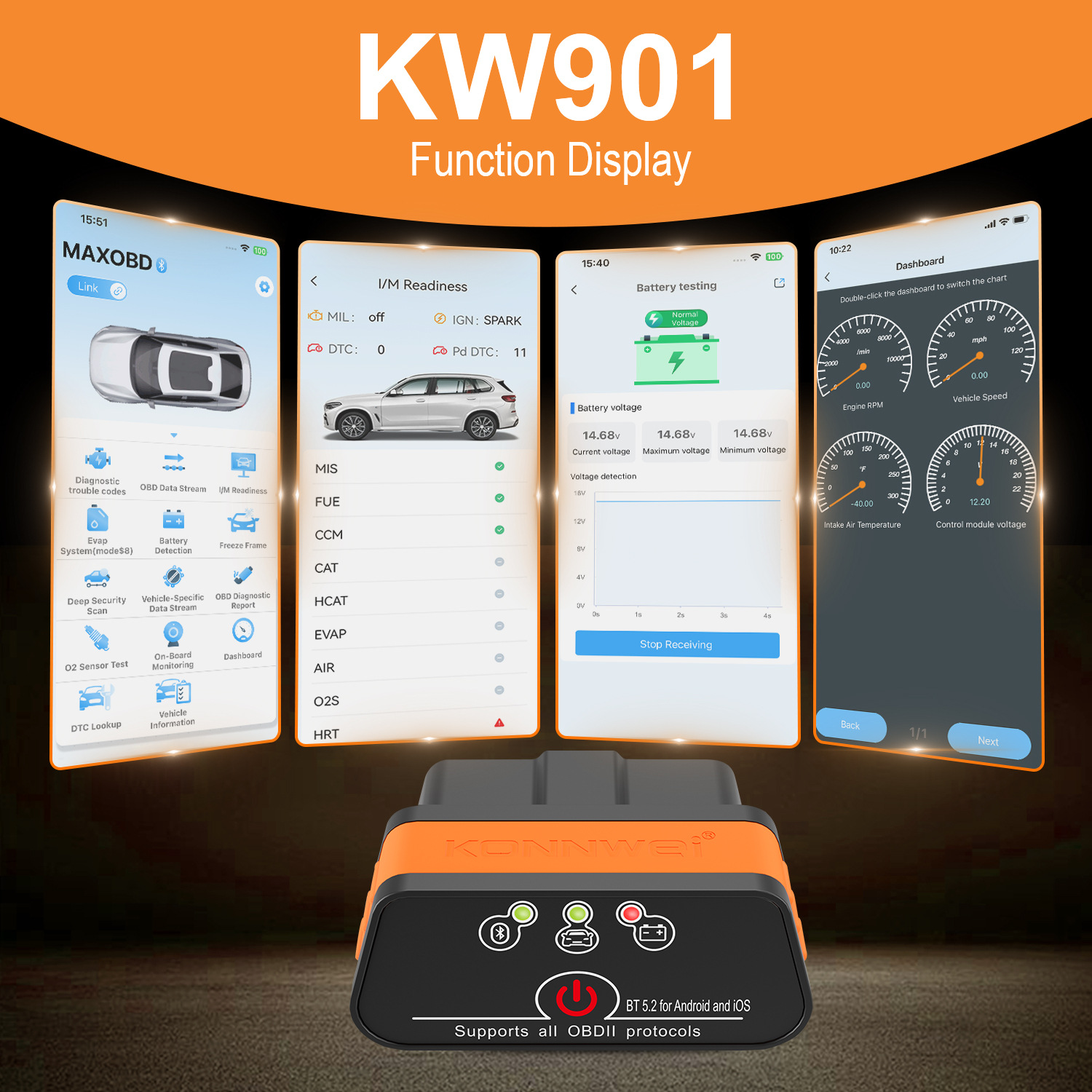 MINI OBD2 KW901 Bluetooth 4.0  - Power Tools English のレビューと価格