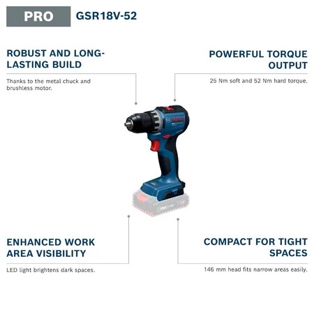 ボッシュ GSR 18V-52 PRO コードレスドリル/ド - Cordless Drill Driver のレビューと価格